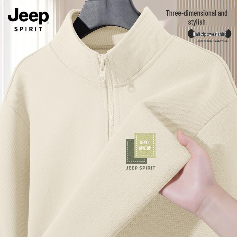 

JEEP SPIRIT Men s 2025 Loose Fit Half-Zip Stand-Collar Sweatshirt M