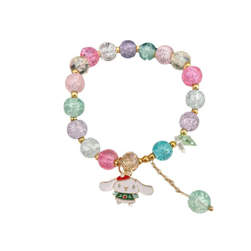 Christmas Sanrio Popcorn Crystal Beaded Bracelet: Cinnamoroll & Kuromi Cartoon Design for Besties