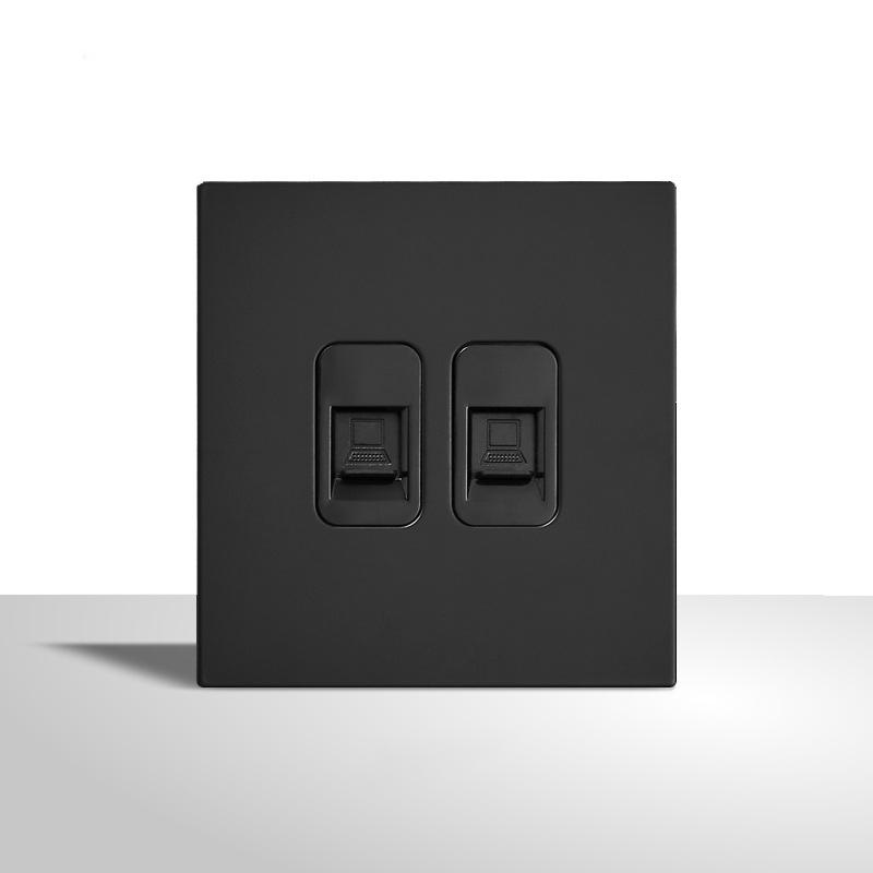 LangYeao Mattschwarz Ultra-dünner Edelstahl Kippschalter 1/2/3/4-fach und Steckdose 4mm Schlanke Metall-Wandplatte Minimalistisches Design