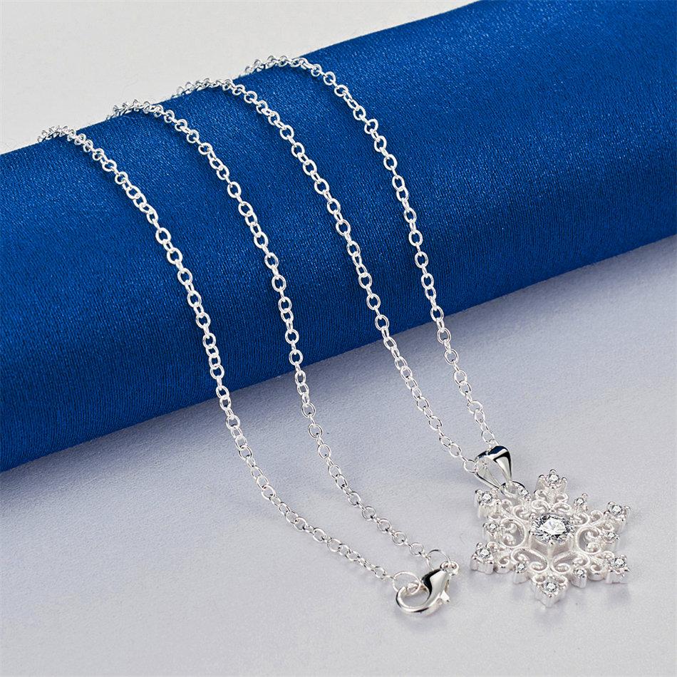 925 sterling silver 16-30 inch exquisite snowflake zircon pendant necklace for women's wedding fashion accessories jewelry