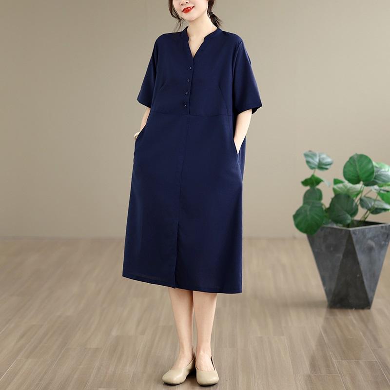 Short Sleeve Plus Size Vintage New In Dresses for Women Casual Loose Long Summer Dress