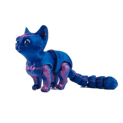 Creative Glittering Eyes 3D Printed Cat Multi-joint Articulated Mini Cat Figure Movable Colorful 3D Cat Car Decoration