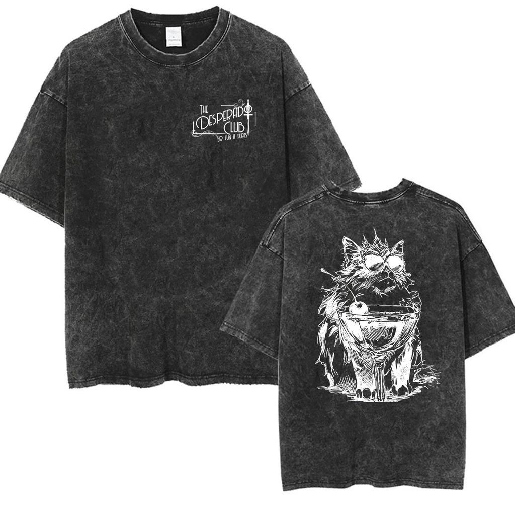 Hett Spel Dungeon Crawler Carl Vintage Tvättade T-shirts Prinsessamunk Rolig Katt Grafisk T-shirt Herr Dam Överdimensionerad Bomulls-T-shirt