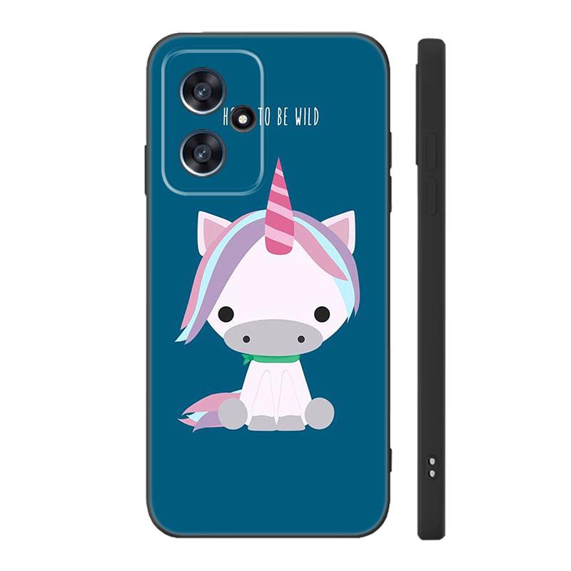 

Милый мультяшный единорог черный силиконовый чехол для телефона Xiaomi POCO X3 X4 NFC F3 F4 GT F5 M3 M4 M6 X5 X6 Pro 5G C55 C65 M5 POCO M4 5G