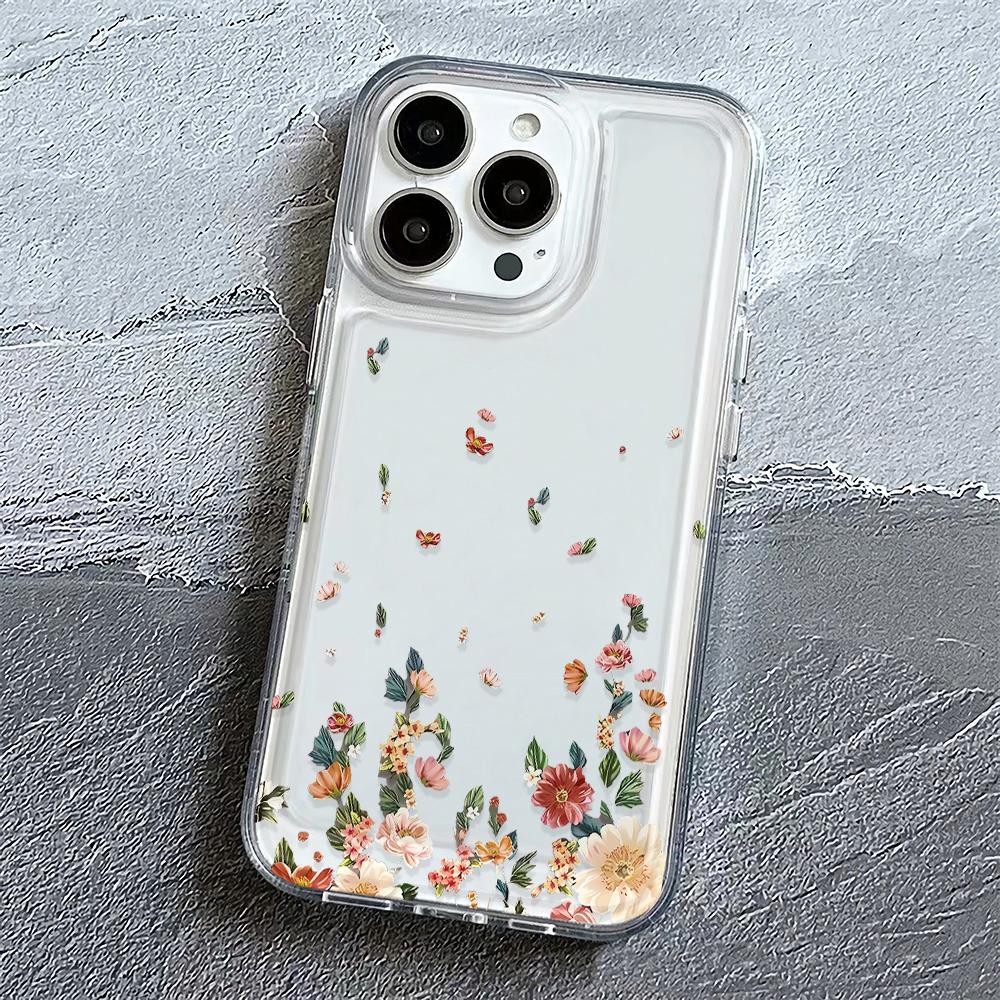

Full Screen Purple Small Floral Fragments Case For IPhone 16 13 14 11 12 Pro Max 15 Plus X XS XR 7 8 Plus Soft TPU Phone Cover iphone 7Or8