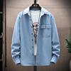 Men's Classic Denim Workwear Shirt - Long-Sleeved, Casual, Versatile, Washed for Spring or Autumn.