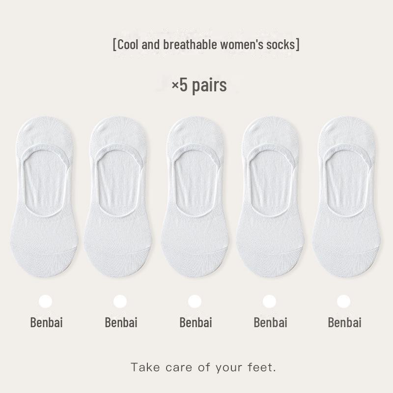 Kadın Nefes Alabilen Pamuk Görünmez Çoraplar - Düz Renk, Ter Emici, Kaymaz, Rahat, İlkbahar ve Yaz için Her Şeye Uygun