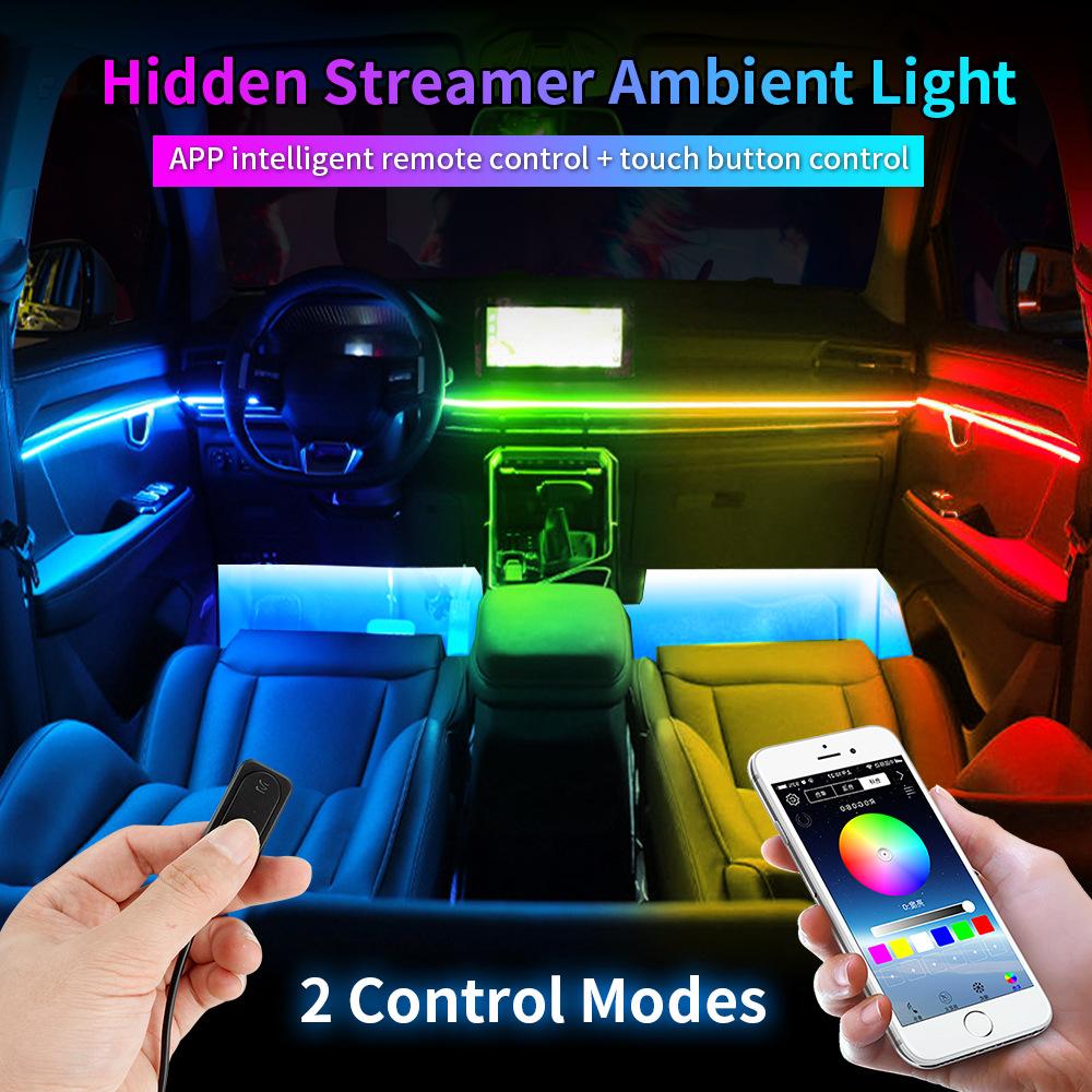 10/14/18 in 1 Led Car Ambient Lights 210 64 Color RGB Symphony Streamer Bluetooth Rainbow Acrylic Strips Atmosphere Lamp Kit 12V