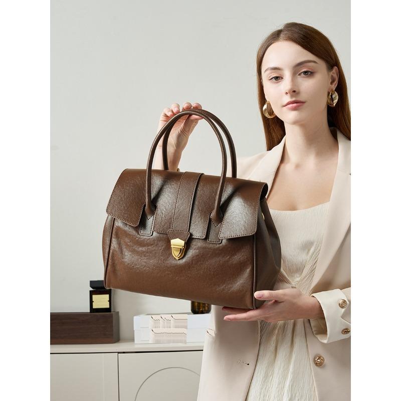 And Top Layer Plant Tanned Cow Leather High-grade Briefcase Leather Vintage Commuter Large Capacity Crossbody Handbag