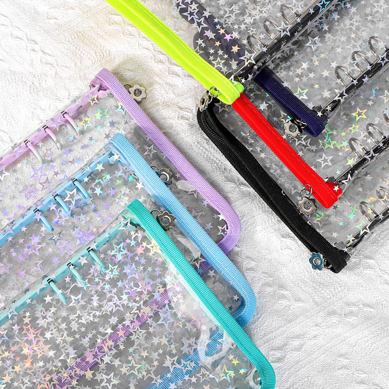 Caiet cu inele A5 Negru Detașabil cu Planificator de Valoare Ridicată și Album Carduri Japoneze în Carcasă Transparentă PVC