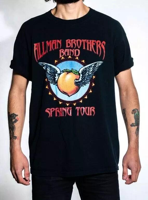 The Allman Brothers Band Tour Cotton Black Unisex Tshirt Reprint S5XL Unisex T-Shirt XXL