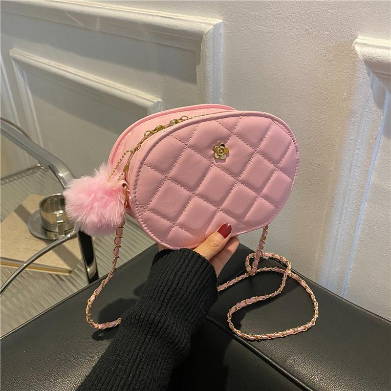 Rhombus embroidery thread small bag women's 2025 early autumn new casual fashion chain single shoulder solid color crossbody oval bag