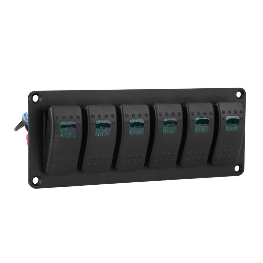 12 24V 6 Gang Rocker Switch Panel for Car RV Boat Yacht Marine