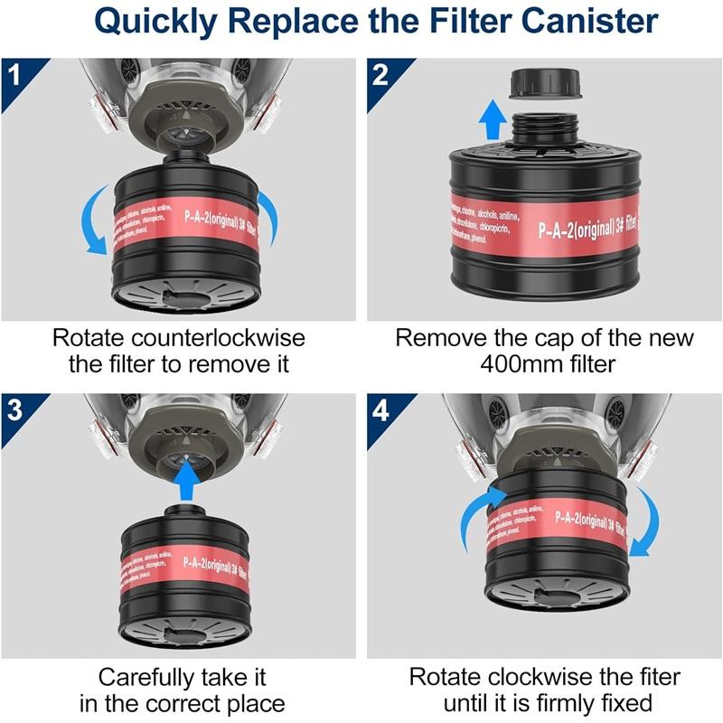 40mm Gas Mask Filters, Single Gas Mask Filter for Gas Mask, 40mm Activated Carbon Filter Against Vapors, Dust, Paint, Spray, Welding