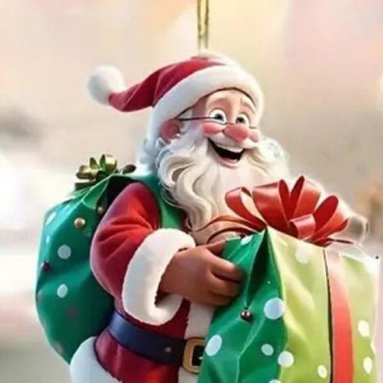 Santa Claus Acrylic Hanging Ornament 3D Effects Easy To Hang On Trees Garlands Wreaths Pendant Festive Home Decor