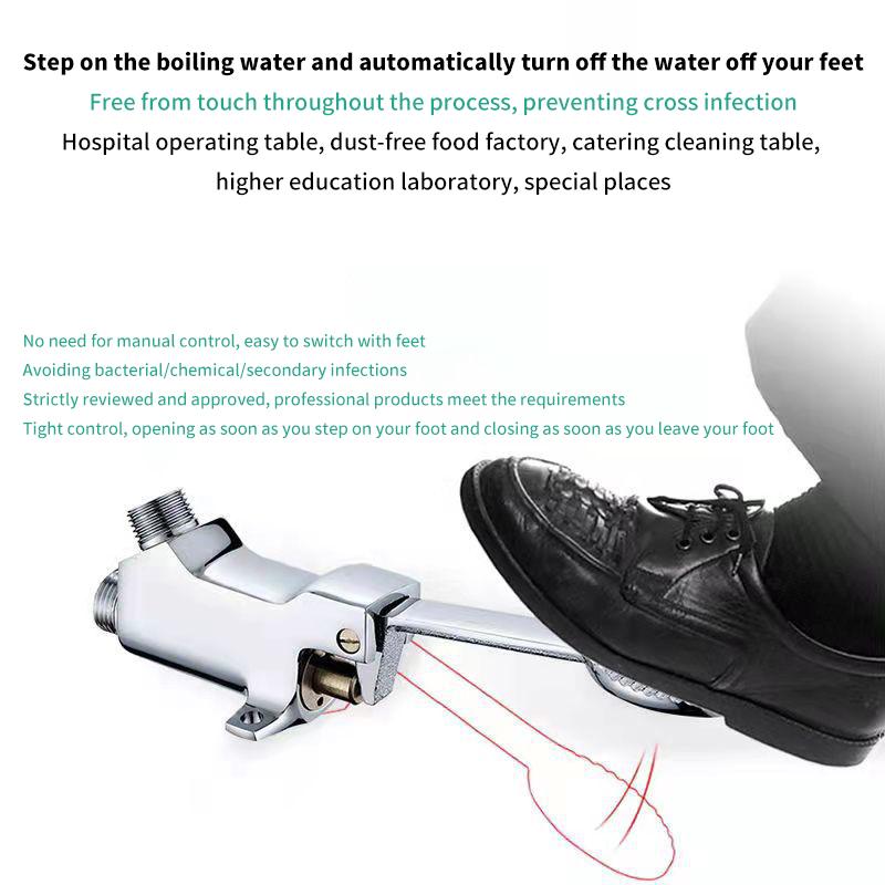 1 Stück Kupfer Wasserhahn Becken Bodenmontage Einzelnes Fußpedal Krankenhaus Medizinisches Labor Fußschalter Wasserhahn Küche Badezimmer Waschbecken