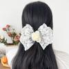 Embroidery Lace Bowknot Shape Hairpin for Teen Summer Spring Camping Photography Use Hair Barrettes Cloth Hair Tiaras