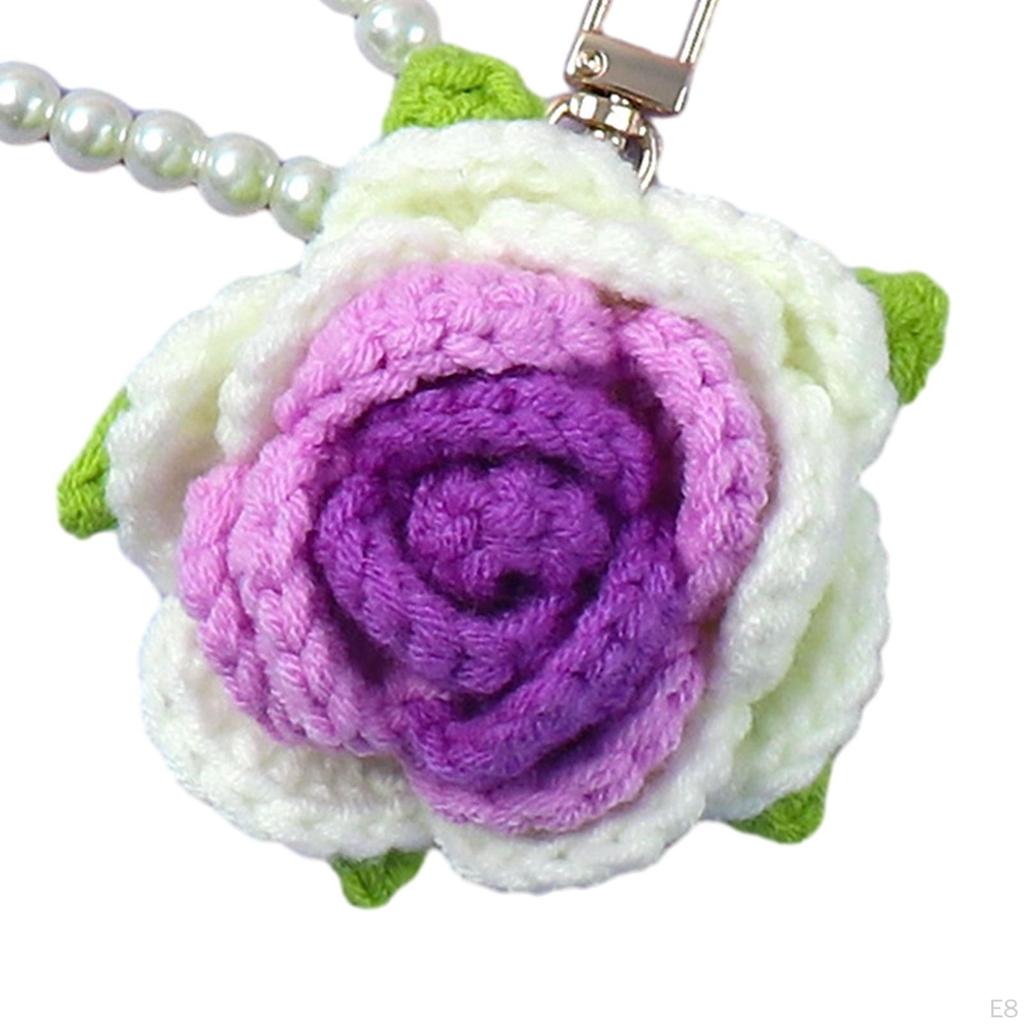 Rose Key Chain Bag Keyring Gift Stylish Accessories Charm Handwoven Pendant Keychain for