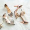 Fashion Fashion High Heels for Women Spring/Autumn Pointed Thin Heels Transparent Single Shoes New Rhinestone Bow High Heels for Women