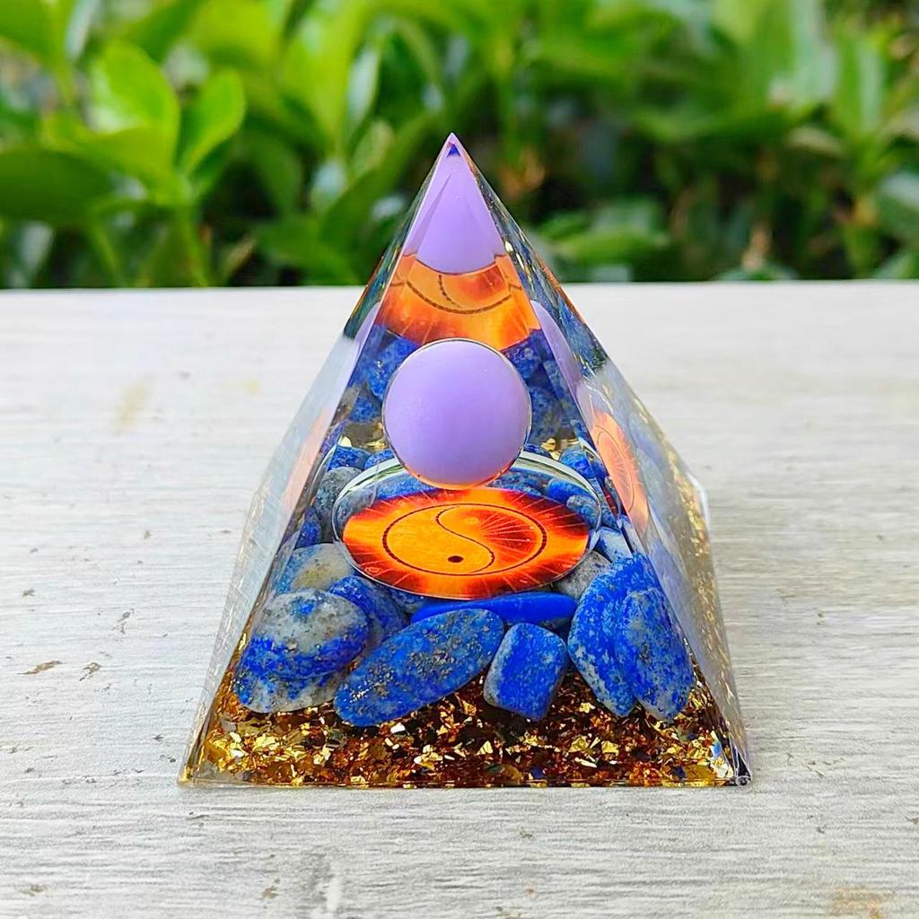 Crystal Stone Pyramid Resin Decor: Home, Office, Car Ornaments