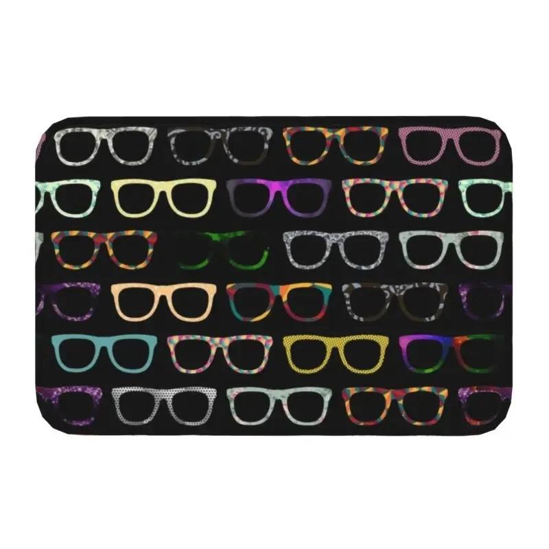 Funny Glasses with Eye Test Chart Doormat Non-Slip Entrance Door Floor Mat Optician Optometrist Living Room Carpet Rug