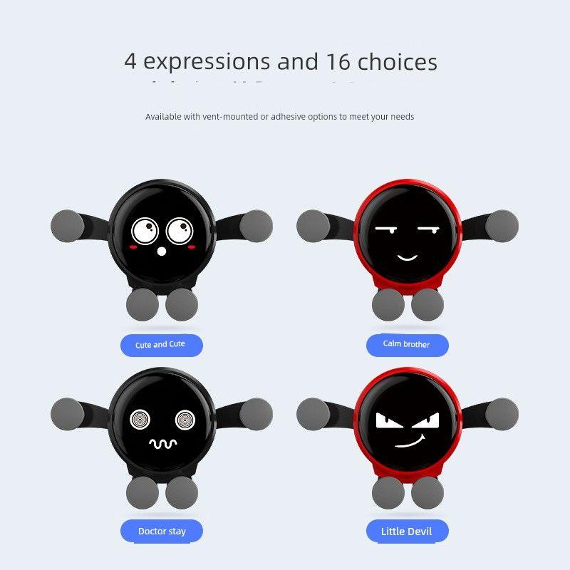 Car-Mounted Gravity Holder with Cute Sumitap Expression, Mirror Cartoon Design for Car Navigation and Phone Air Vent Mount