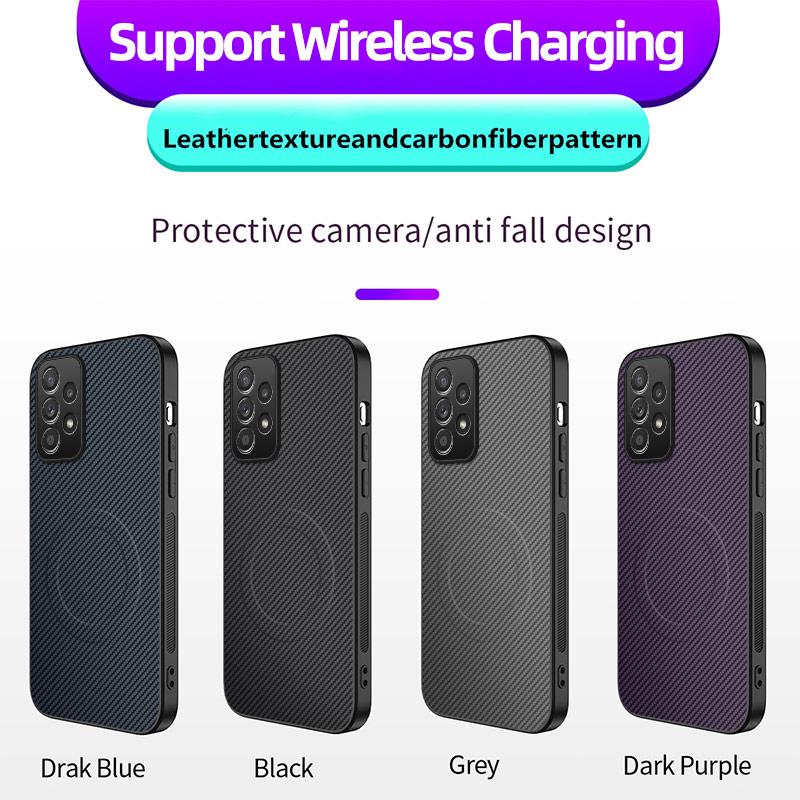 Luxury Carbon Fibre For Magsafe Magnetic Case For Samsung Galaxy A05 A05S A06 A14 A15 A16 A26 Wireless Charging Protector Cover