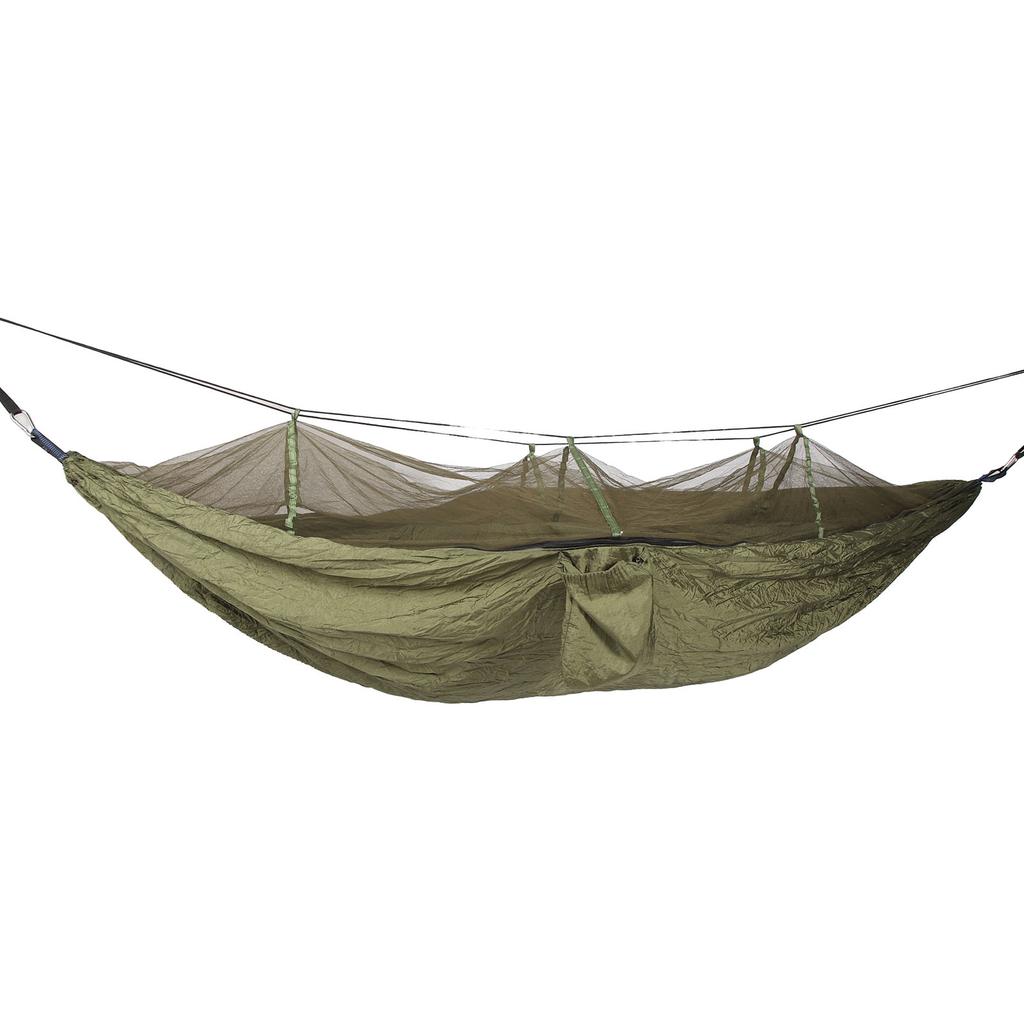 Camping Hammock with Net 210T Nylon Fabric Anti Fall Foldable Dark OD Green 440.9lb Portable