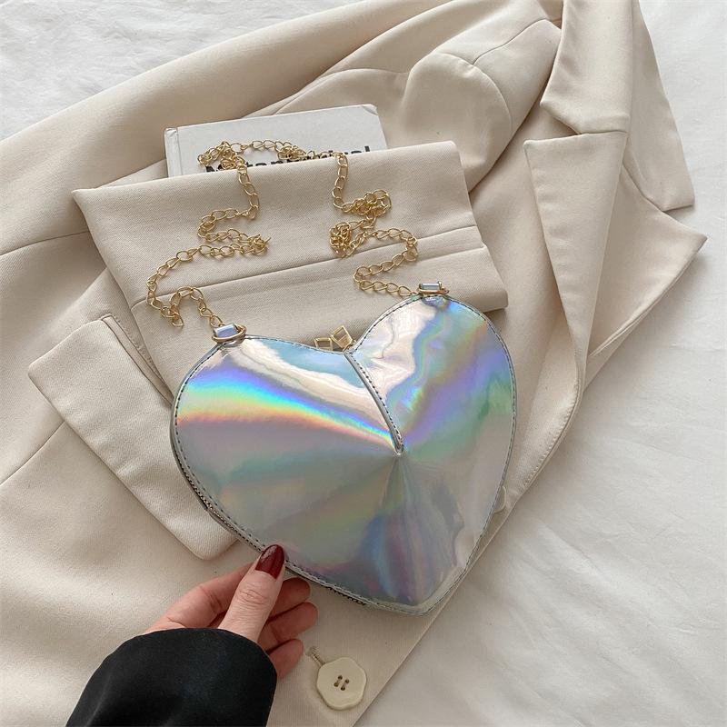 

Нишевая дизайнерская сумка женская 2025 весна и лето новая модная сумка корейская версия любви глянцевая на плечо сумка-мессенджер высокое чувство серебряный