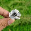 Gift For Her Natural Black Onyx Statement Flower Adjustable Ring 925 Silver