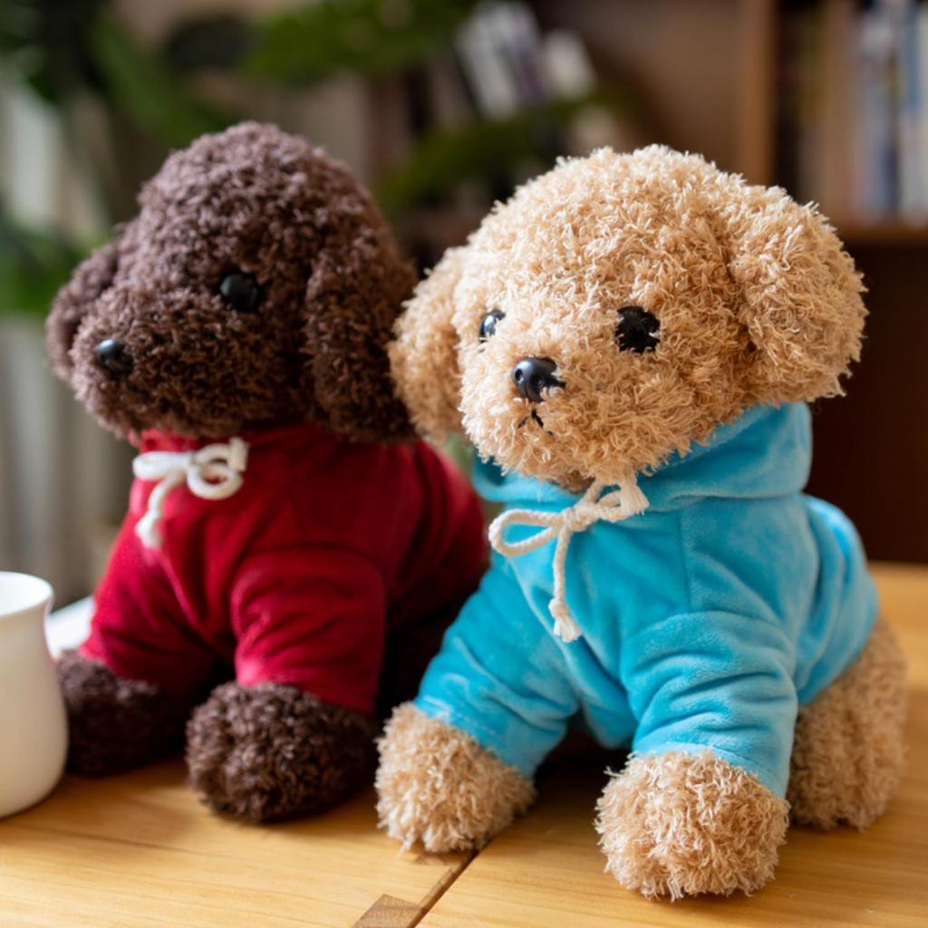 20cm Plush Toy Poodle with Detachable Hoodie, Sitting Position, Fluffy, Puppy, Body Pillow, Teddy Bear Dog, Teddy Poodle, Plush Toy, PP Cotton