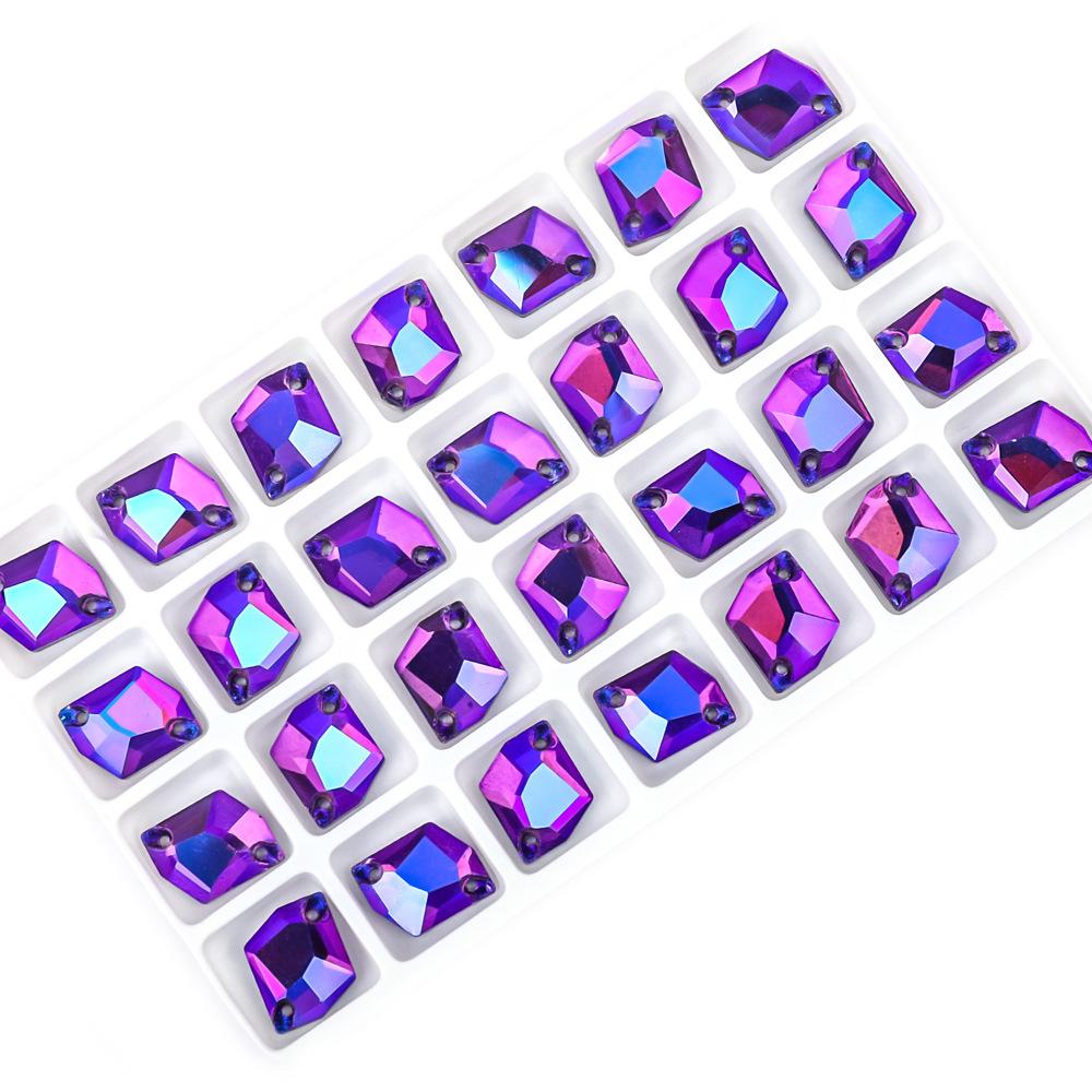 

Weichen Flat Bottom Special-Shaped Double Hole Hand Shear Buckle Color Ab Multilateral Cosmic Glass Rhinestone Dress Wedding Accessories 10 * 14Mm 28pcs/bag