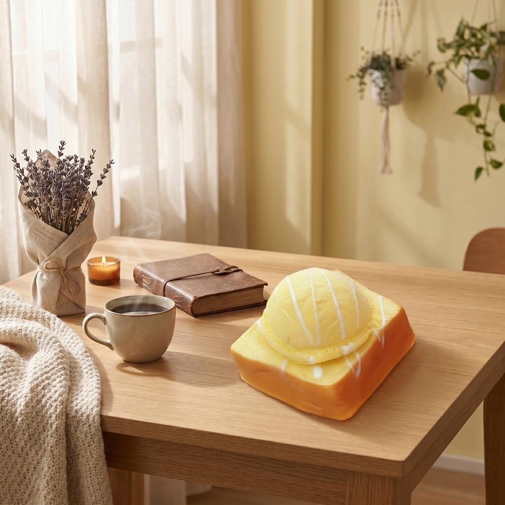 Squishy Toy Soft Foam Simulation Bread with Ice Cream Scoop Shape Slow Rising Stress Relief Squishy Toy for Sensory Play and Collection