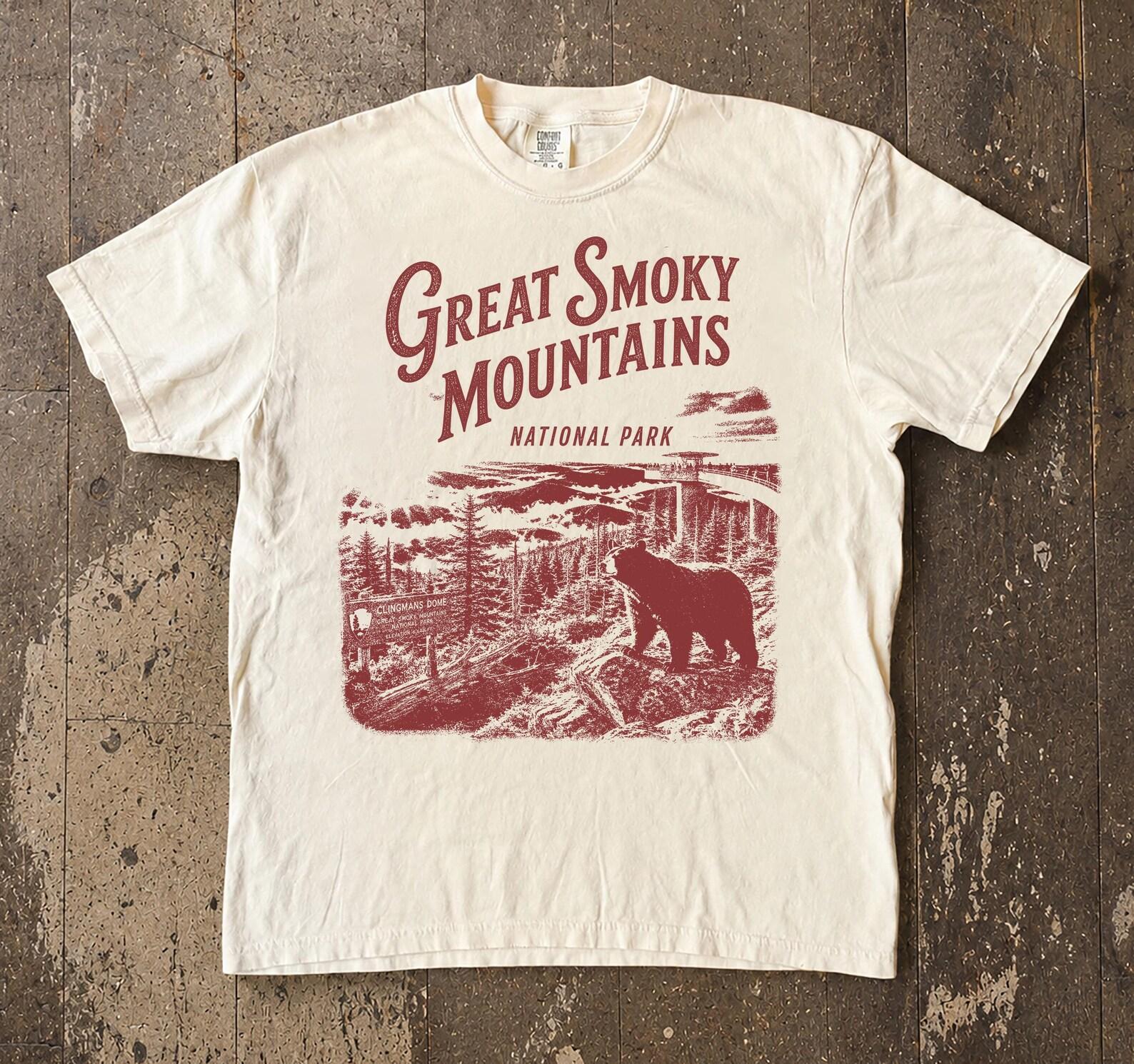 Smoky Mountains National Park Bear Retro Tee, Vintage 90s Hiking Nature Shirt XL