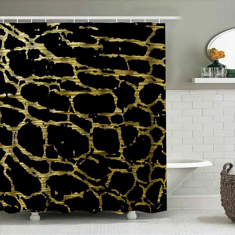 Luxury Black Gold Foil Shower Curtain Waterproof Home Decor Waterproof Bathtub Liner