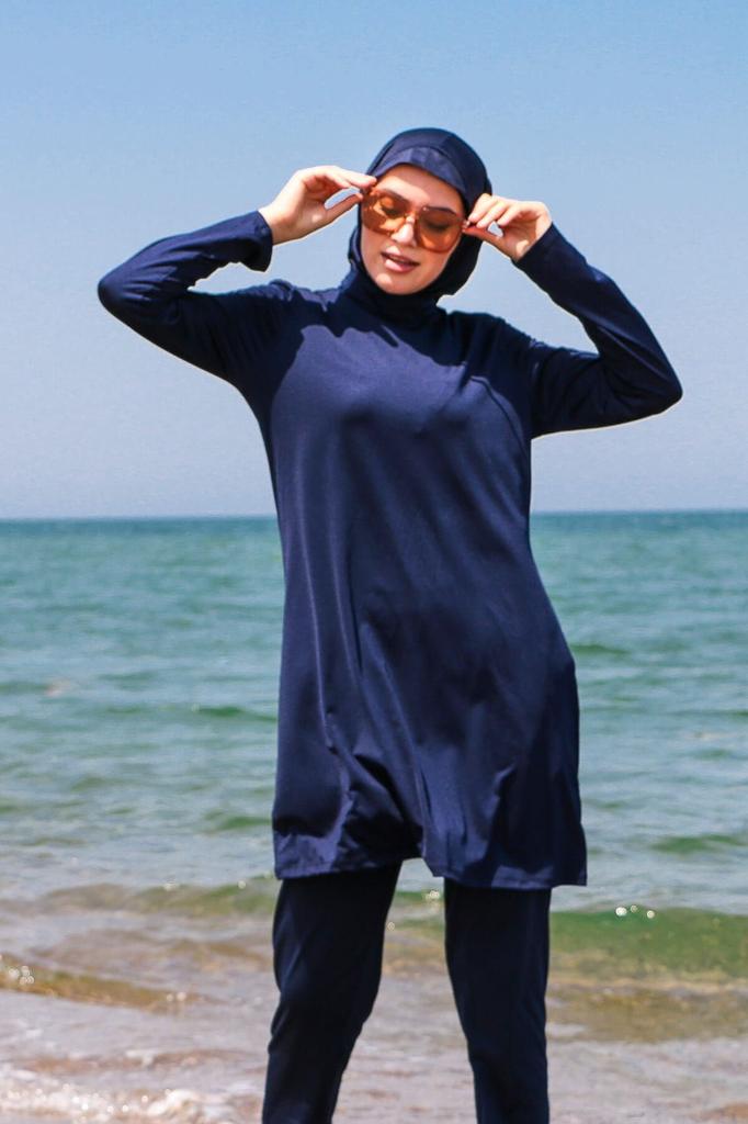 Muslimischer, bescheidener, islamischer Burkini-Badeanzug für den Strand, Bademode, Hijab, Strandmode, 4-teilig