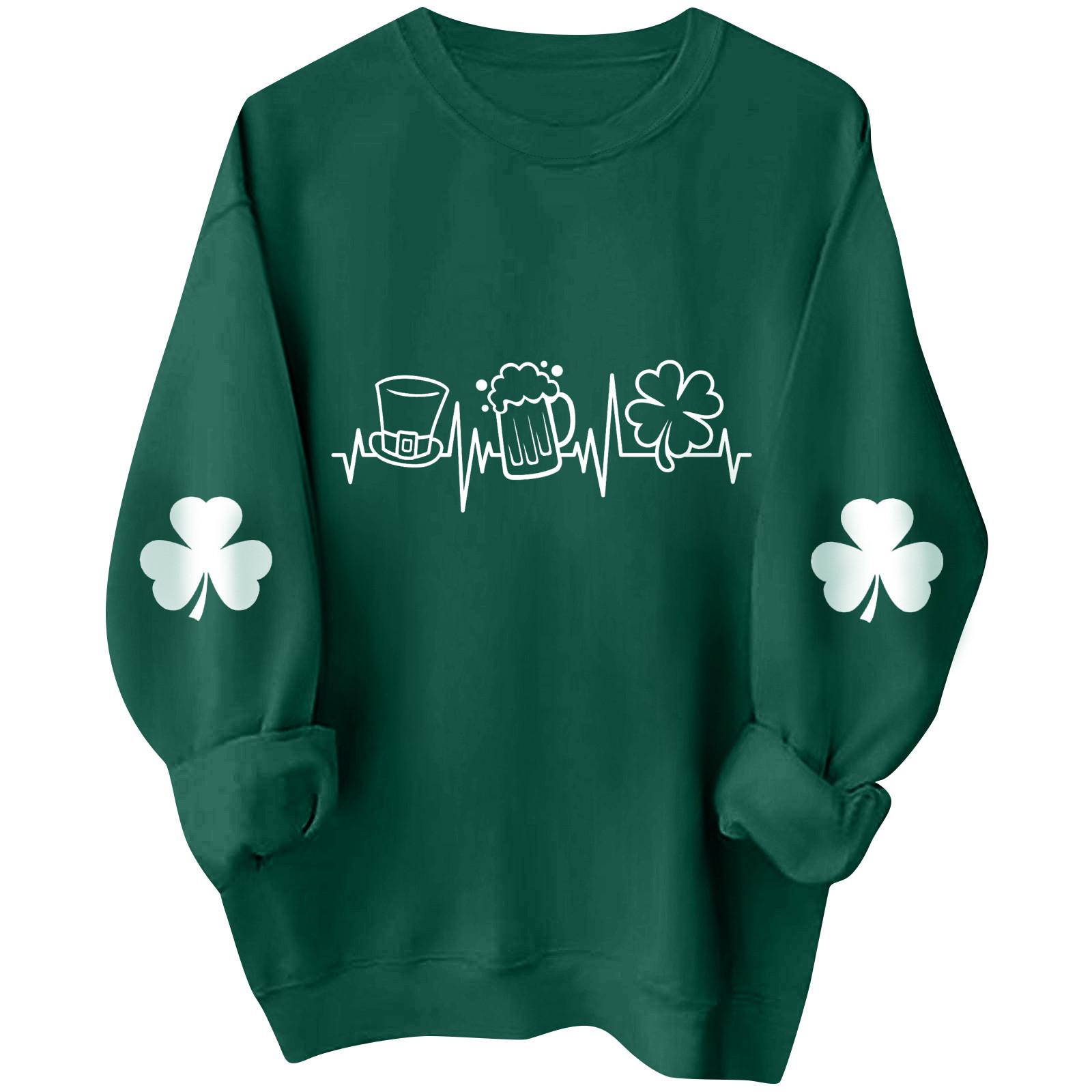 Женские толстовки с длинным рукавом и круглым вырезом большие размеры забавные St Пуловер Ирландские рубашки Патрика XL 1589₽