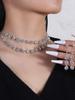 3 Pieces of Women's Fashion Trend Claw Chain Series Sunflower Earrings and Necklace Zircon Set, Banquet and Party Accessories