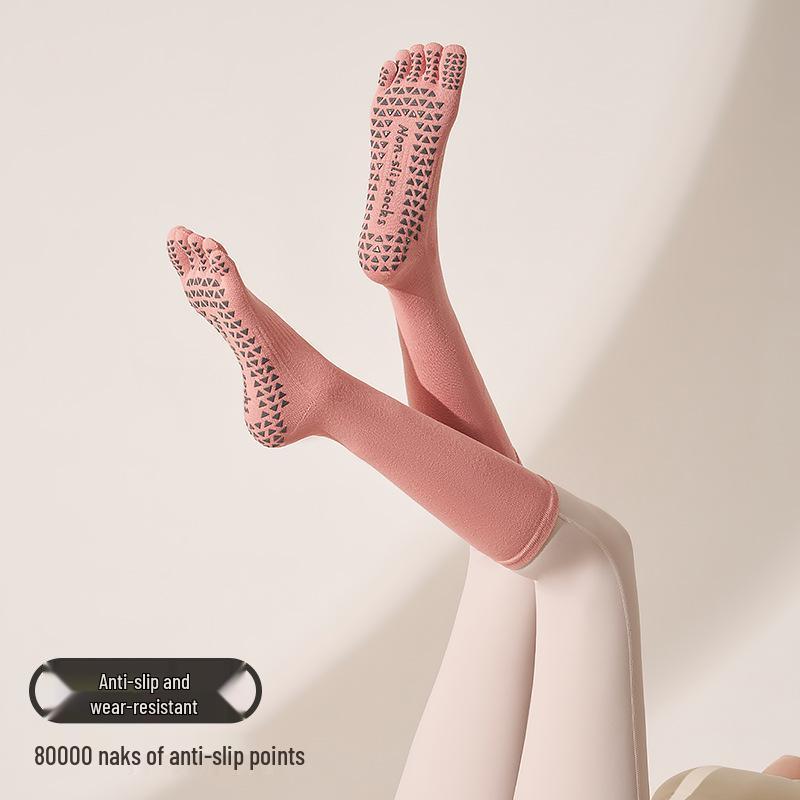 Women s Solid Color Split-Toe Non-Slip Yoga & Pilates Socks One Size