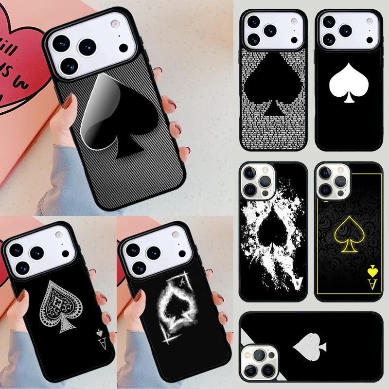 Spades Poker Play Cards Ace Art Phone Case For Apple iPhone 17 Air 16E 15 14 Plus 13 12 11 Pro Max Mini Funda Cover