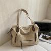 Yogodlns Zipper Tote Bag Solid Color PU Leather Large Capacity Shoulder Bag Minimalist Style Shoulder Bag for Women Daily Commute Use