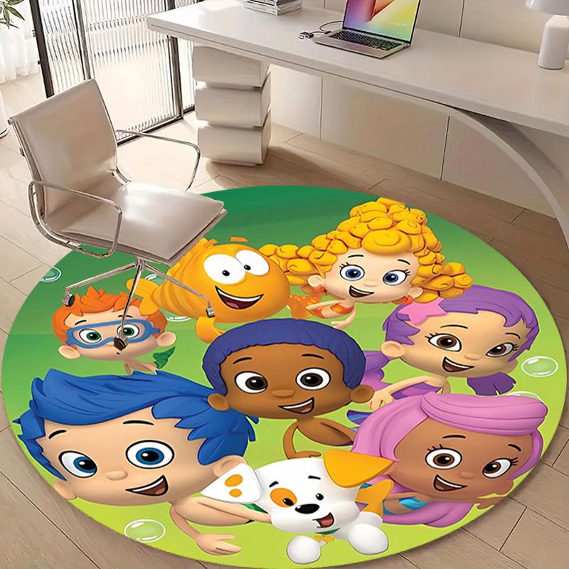 1pc Bubble Guppies Design Printed Area Round Carpet for Bedroom Living Room Home Decor Rugs Mat Non Slip Mat Rug for Bedside