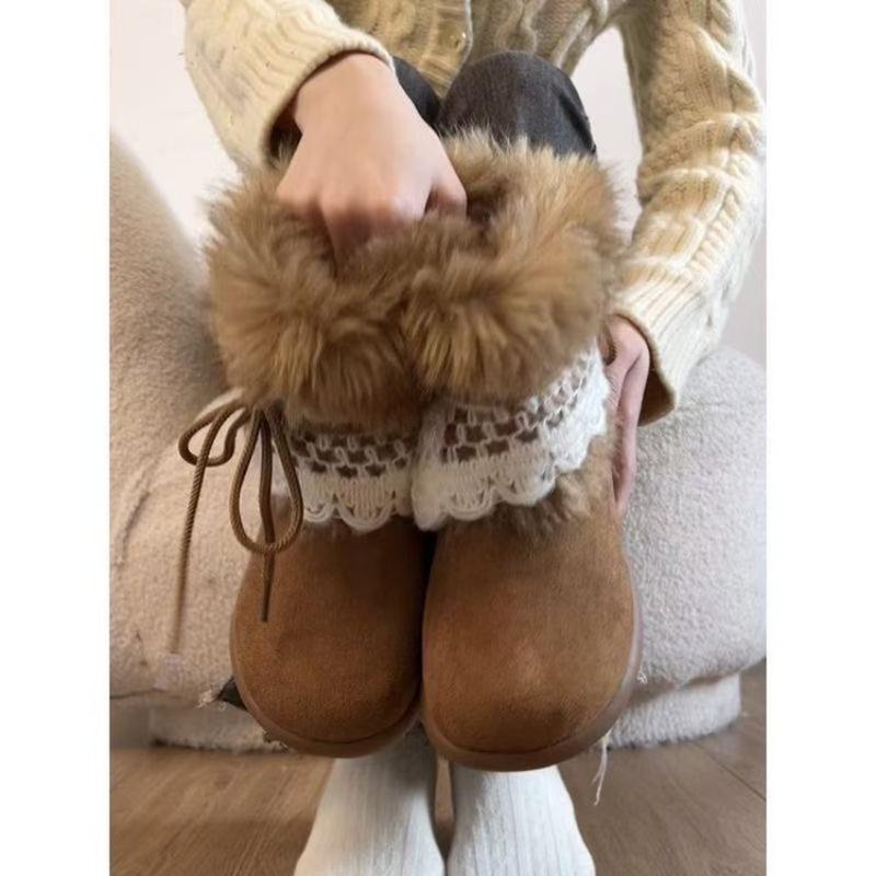 

Жіночі зимові снігоходи, новинка, ретро оксамитові на товстій підошві, милі, з ефектом збільшення зросту, нішеві, теплі бавовняні черевики, пухнасті чоботи 40 коричневий