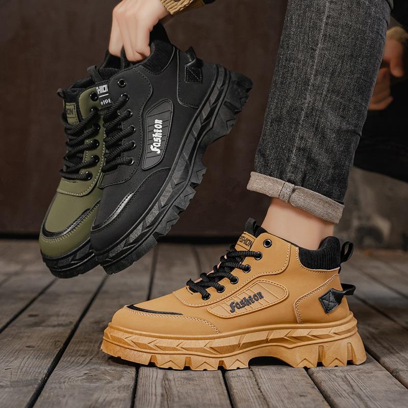 Herrenstiefel Outdoor Wasserdicht Herren Stiefeletten Herren Plateau Arbeitssicherheitsschuhe für Herren Lässige Wanderschuhe Atmungsaktive Herren Sneaker