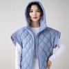 Hochwertige weiße Entendaunenweste Damen Herbst und Winter Mode Kleine Fliege Ärmel Kapuze Rautenmuster Weste Jacke