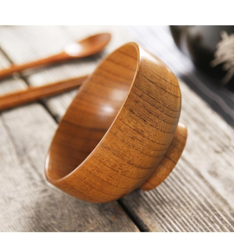 Japanese Wooden Rice Noodle Soup Bowl – Solid Jujube Wood Salad Bowl for Kids & Adults