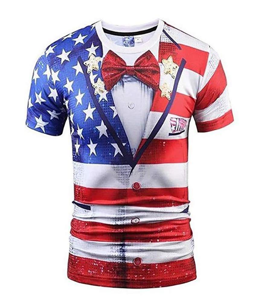 American USA Style Funny 3D Print Costume National Flag Star Spangled Banner Cosplay Joke Goods [Honesty Mouth] T-Shirt Men's (XXL)