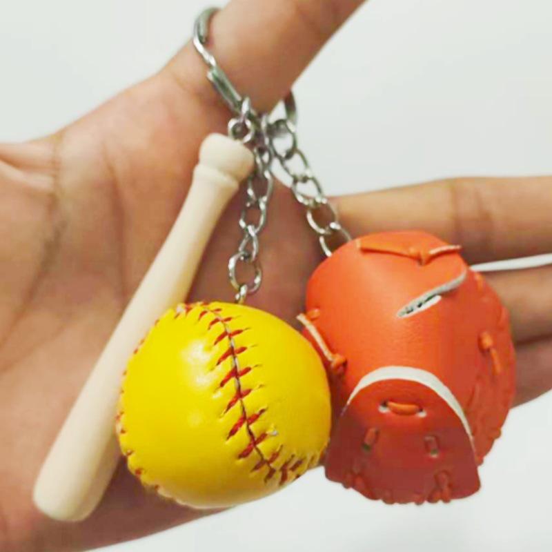 Creative Baseball Keychain Bag Pendant Set - Fashionable Three-Piece Couple Gift & Ornament