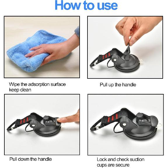 4Pcs Heavy Duty Suction Cup With Security Hooks - Outdoor Strong Suction Cups Multipurpose Car Camping Accessories Suction Cup Anchor For Car Awning