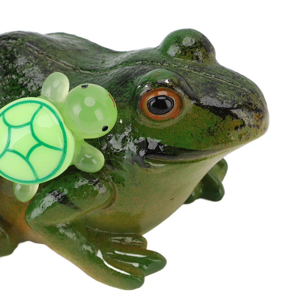 Žabí figurka Roztomilá Zábavná Pryskyřičná Žába se Želvou Socha pro Patio Zahradní Ornament